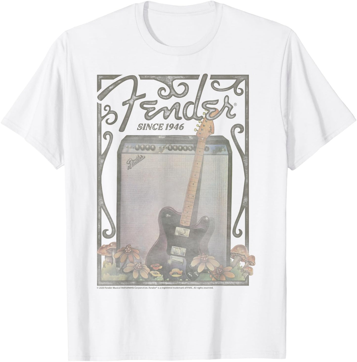 Fender Since 1946 Floral Poster T-Shirt - T-Shirt | White