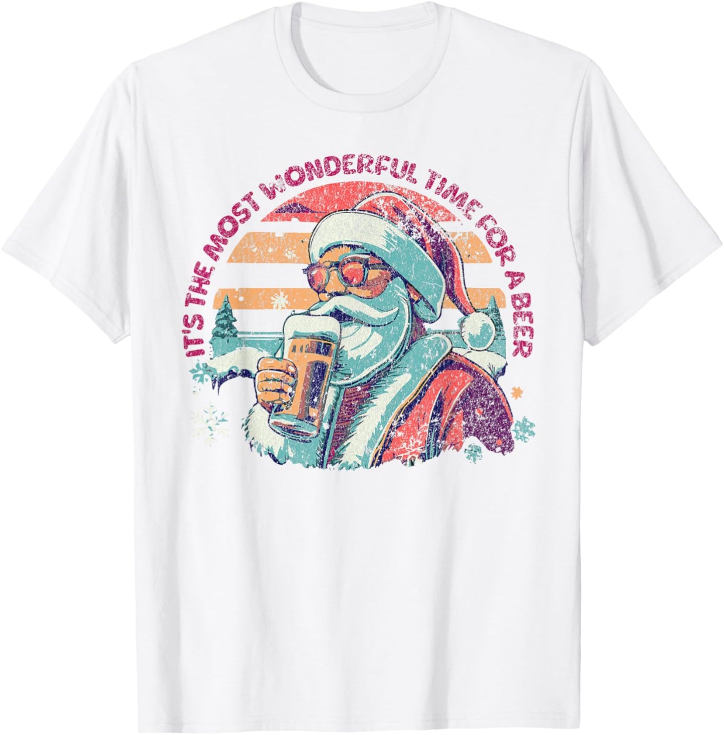 IT'S THE MOST WONDERFUL TIME FOR A BEER Santa Christmas T-Shirt - T-Shirt | White