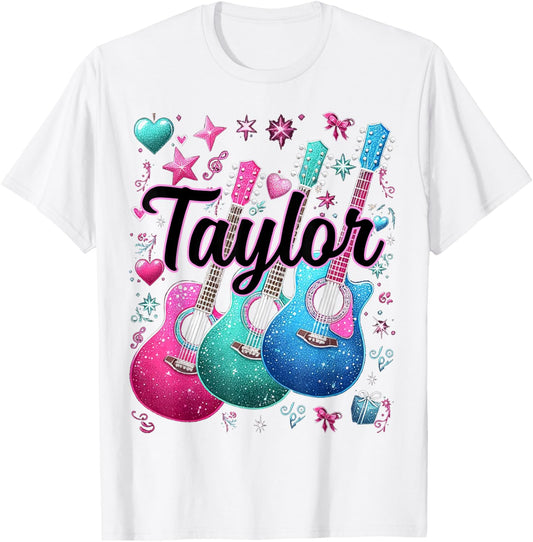 Taylor First Name I Love Taylor Girl Groovy 80's Vintage T-Shirt - T-Shirt | White