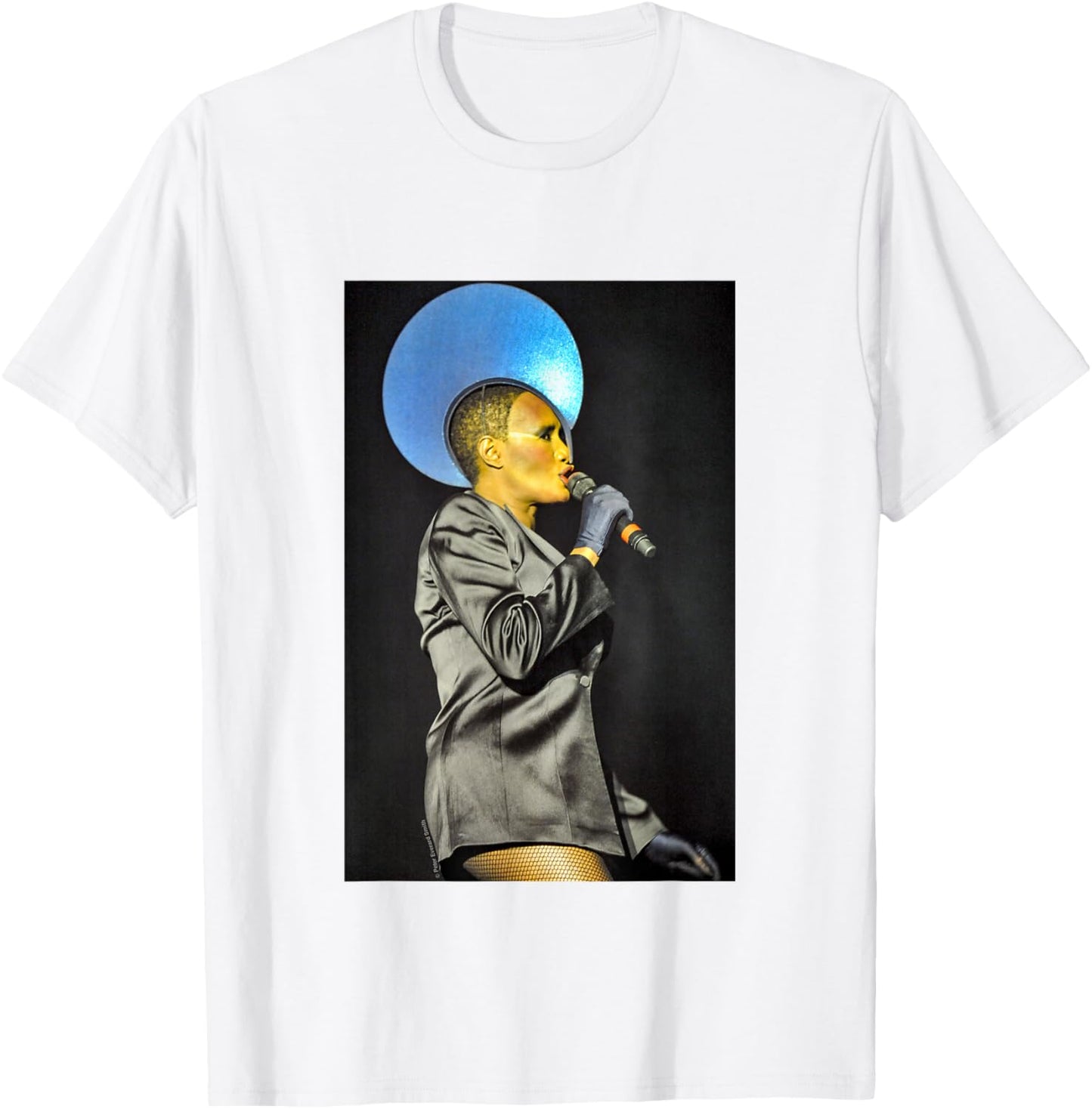 Grace Jones Blue Headdress By Everard Smith T-Shirt - T-Shirt | White