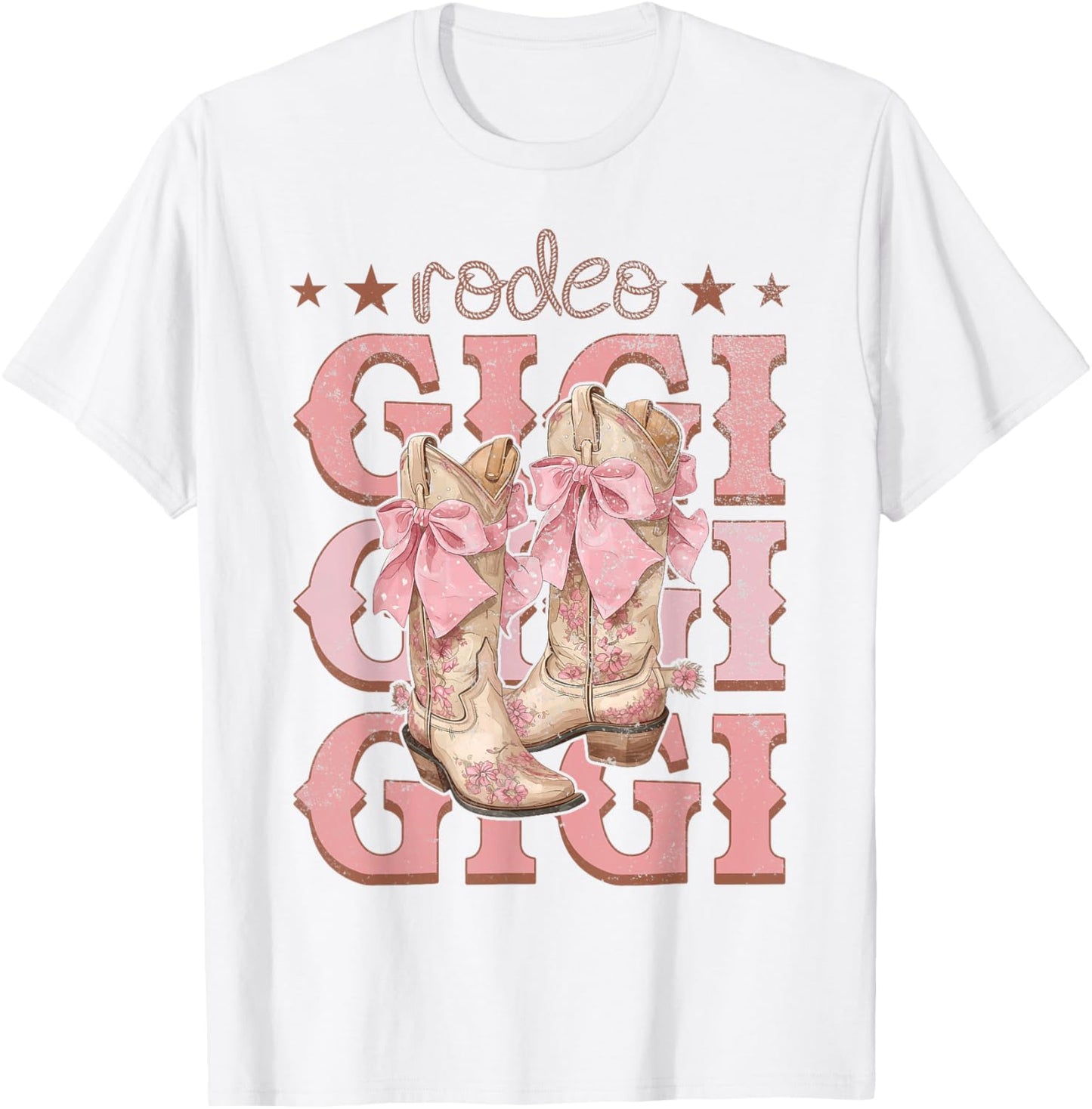 Rodeo Gigi Pink Boots Coquette Cow-Girl Birthday Party T-Shirt - T-Shirt | White