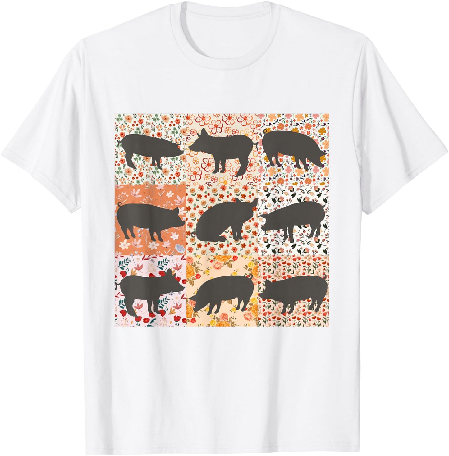 Pig Mom Pig Lover Show Mom Farm Life Farmer Floral Boho Pig T-Shirt - T-Shirt | White