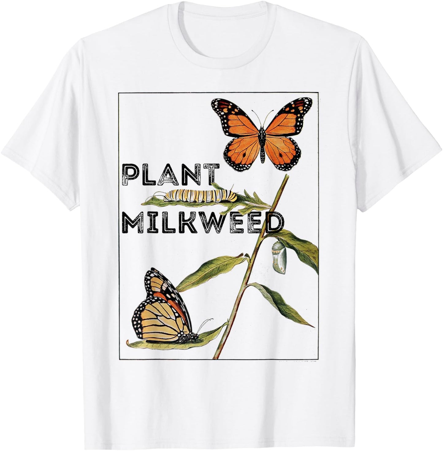 Monarch Butterfly Vintage "Plant Milkweed" T-Shirt - T-Shirt | White
