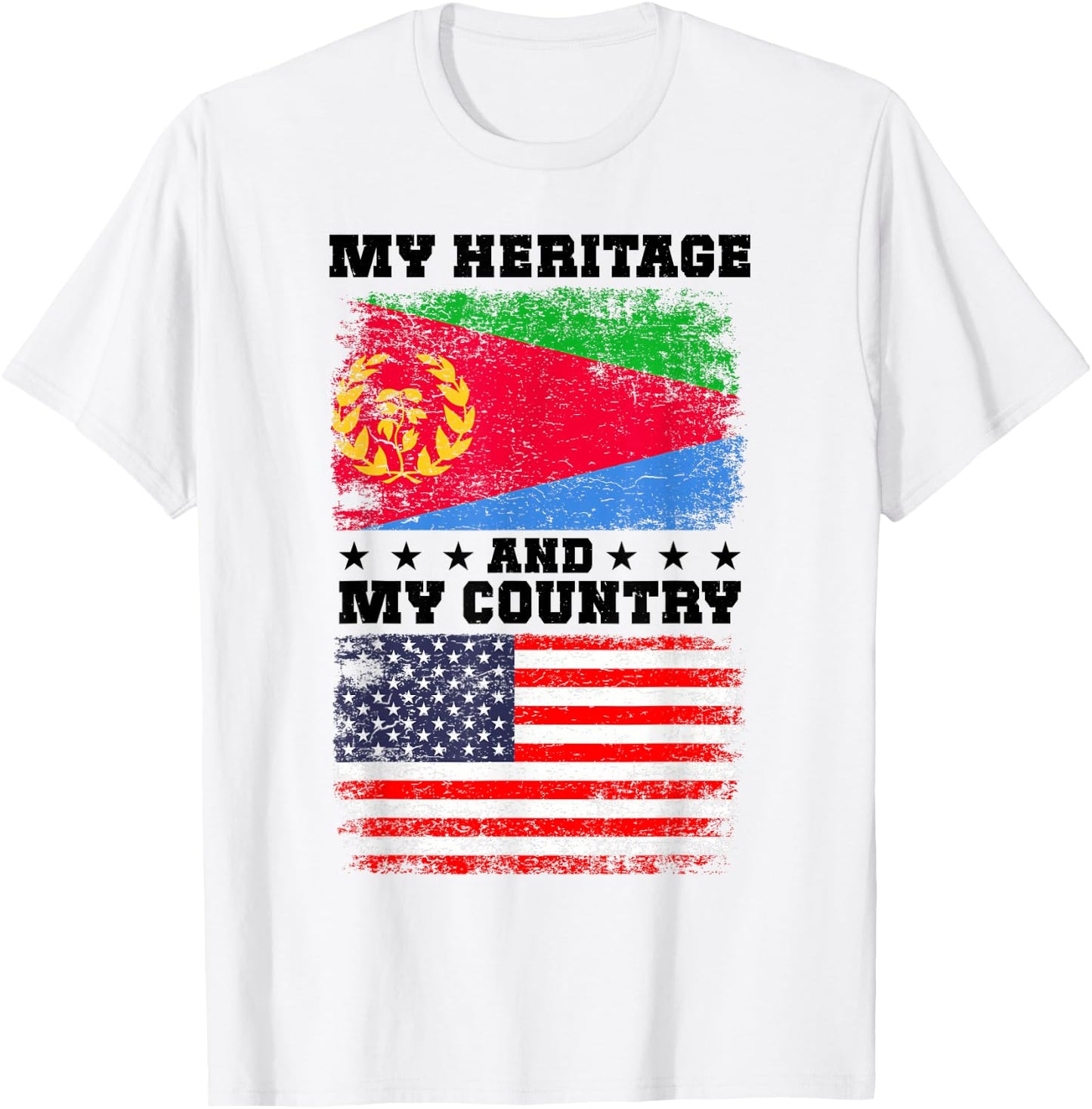 Eritrean Heritage Uniform American Outfit US Eritrea Flag T-Shirt - T-Shirt | White