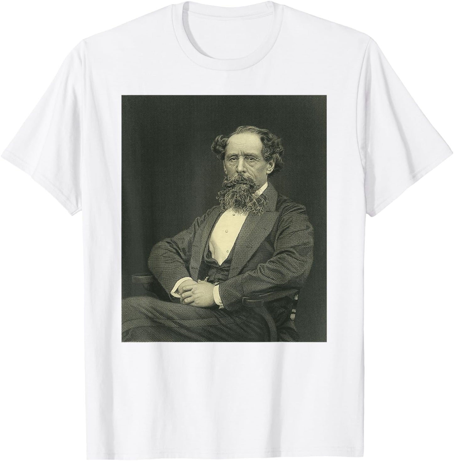Vintage Portrait Retro Charles Dickens T-Shirt - T-Shirt | White
