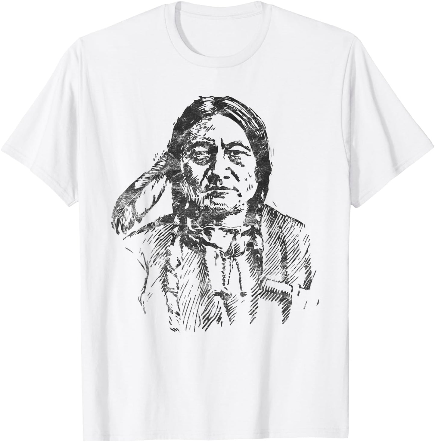 Sitting Bull Native American Indian Warrior Chief vintage T-Shirt - T-Shirt | White