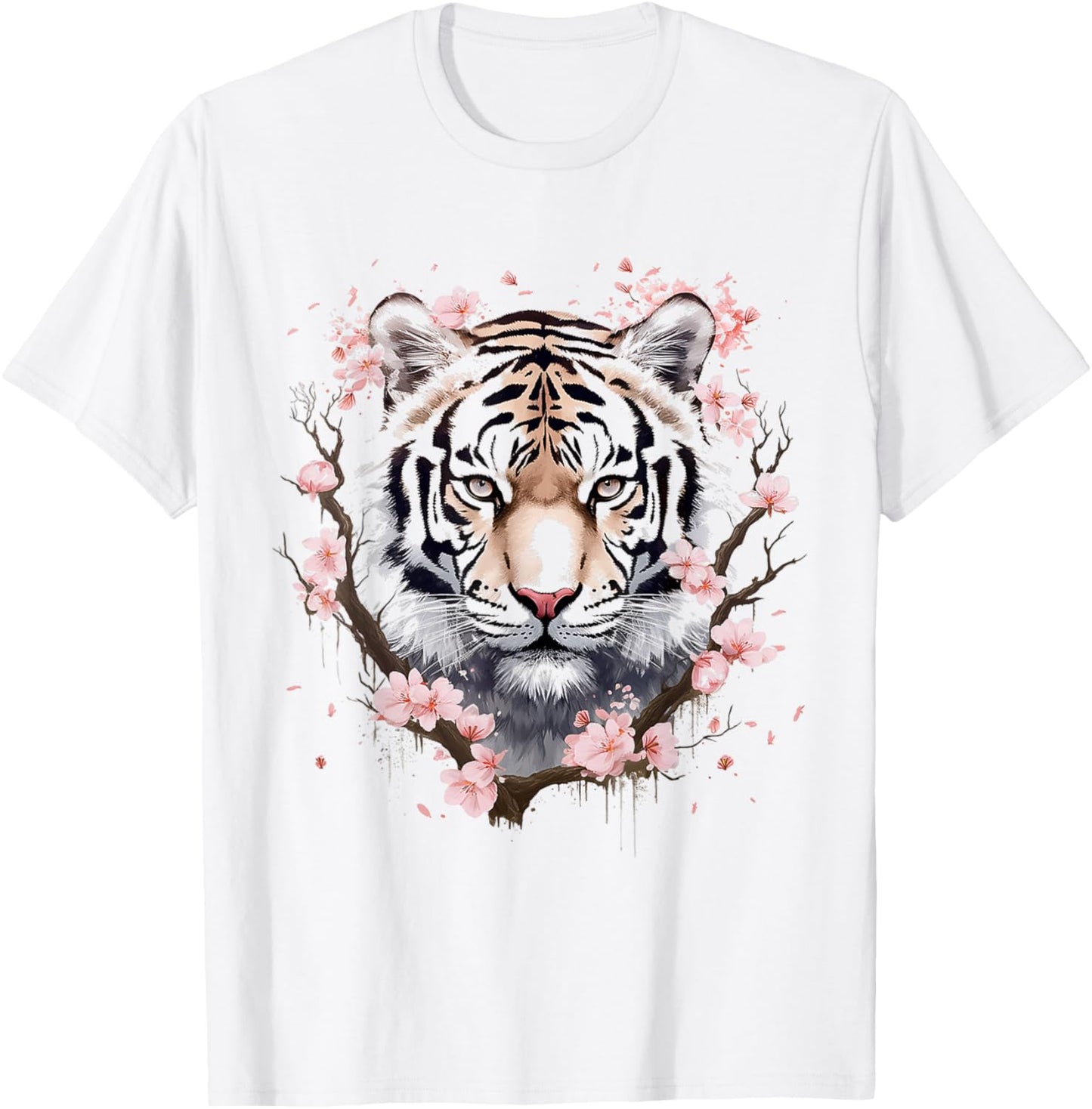 Tiger Animal Nature Motif Abstract Art Face Tiger T-Shirt - T-Shirt | White