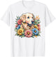Golden Retriever Dog Summer Flowers Women T-Shirt - T-Shirt | White