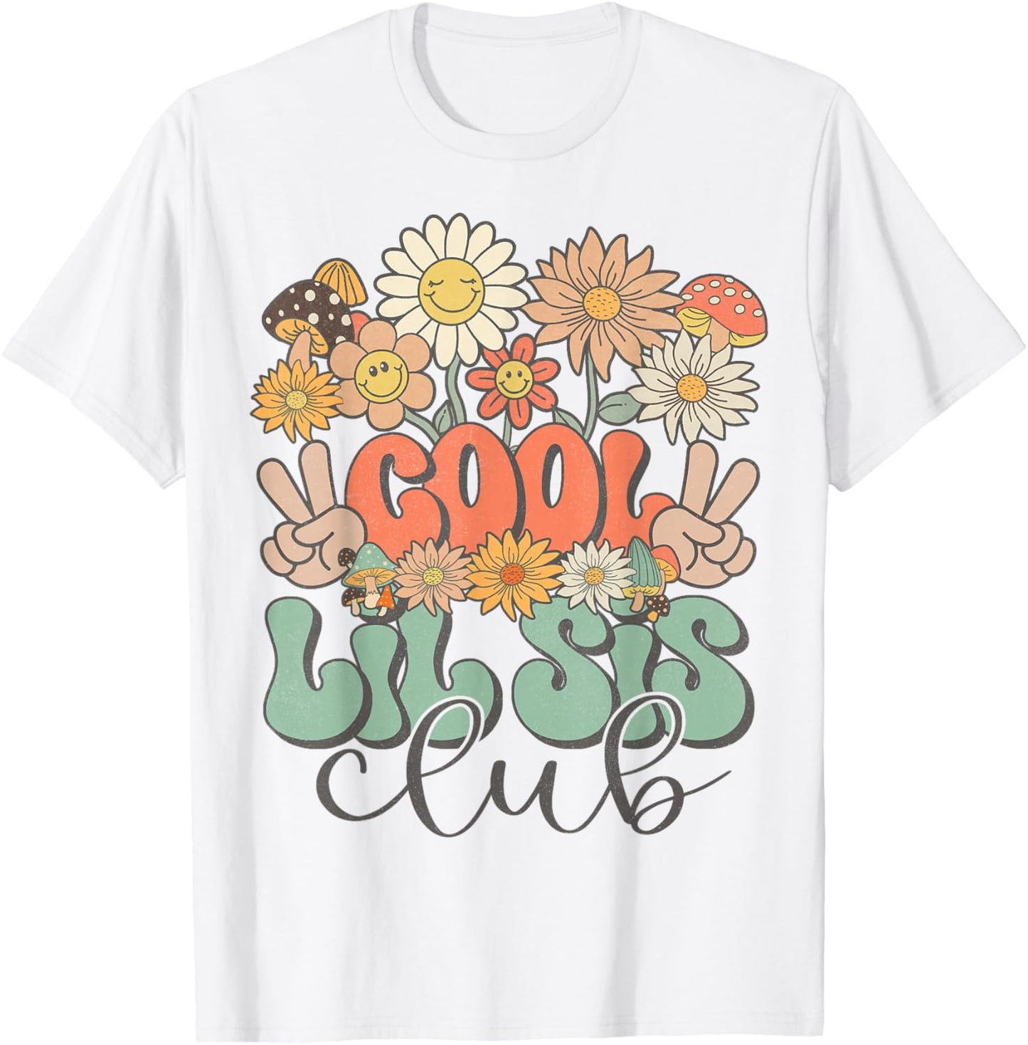 Matching Family Cool Lil Sis Club Groovy Retro Little Sister T-Shirt - T-Shirt | White