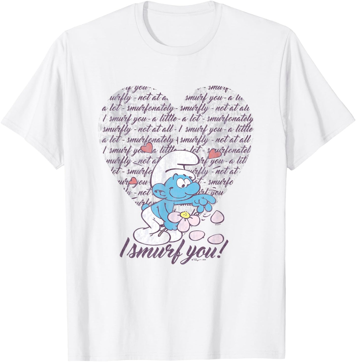 The Smurfs Valentine's Day I Smurf You! Vintage Heart Logo T-Shirt - T-Shirt | White