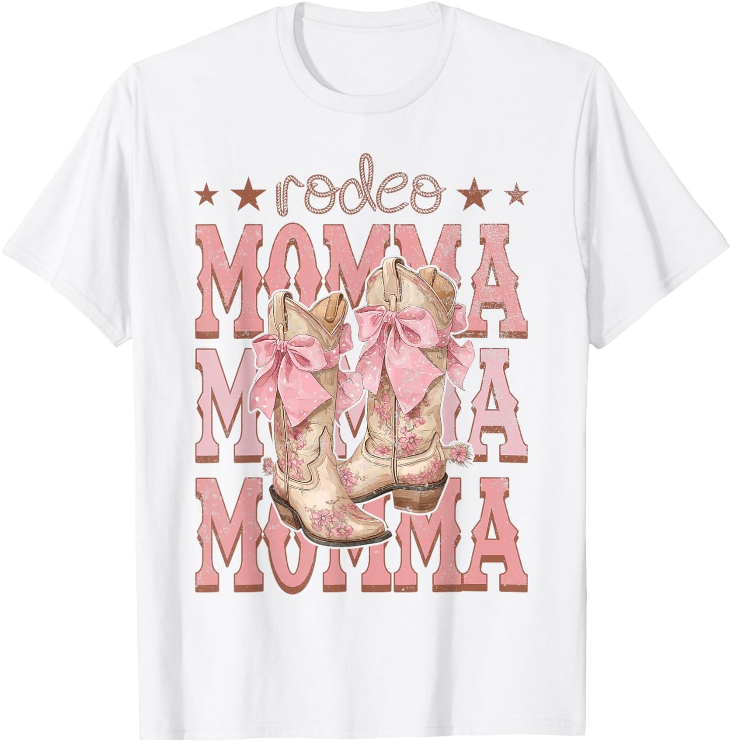 Rodeo Momma Pink Boots Coquette Cow-Girl Birthday Party T-Shirt - T-Shirt | White