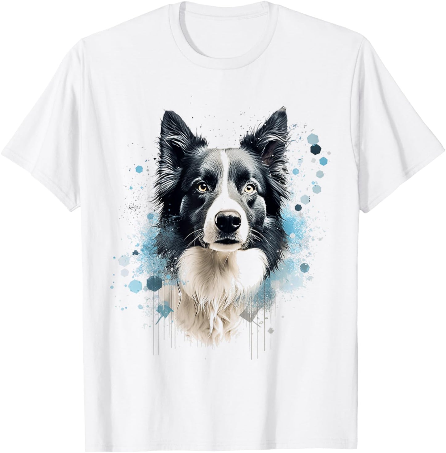 Border Collie Abstract Motif Painting Animal Border Collie T-Shirt - T-Shirt | White