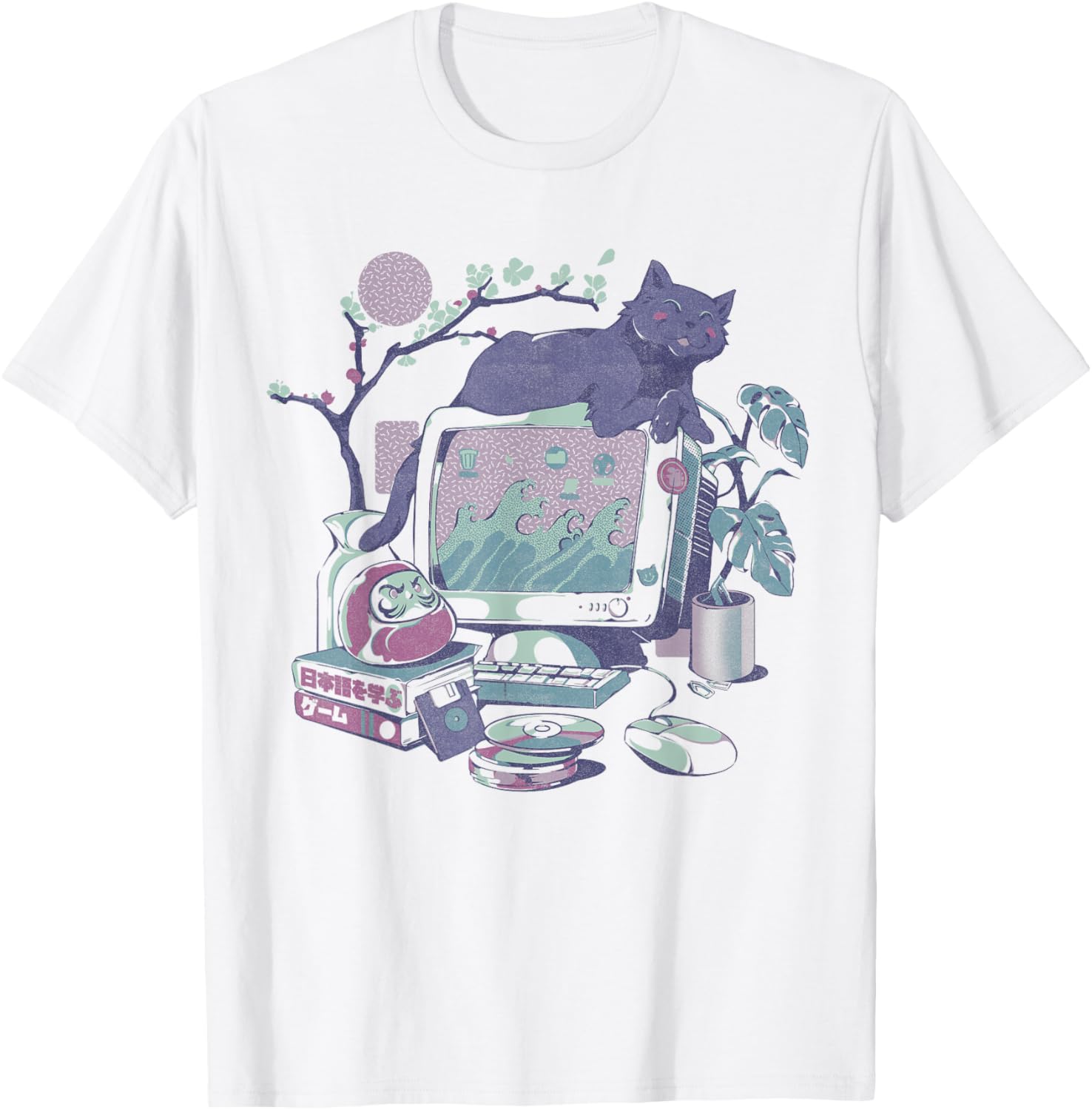 Vaporwave Desktop Collection Vintage Japanese Aesthetics T-Shirt - T-Shirt | White