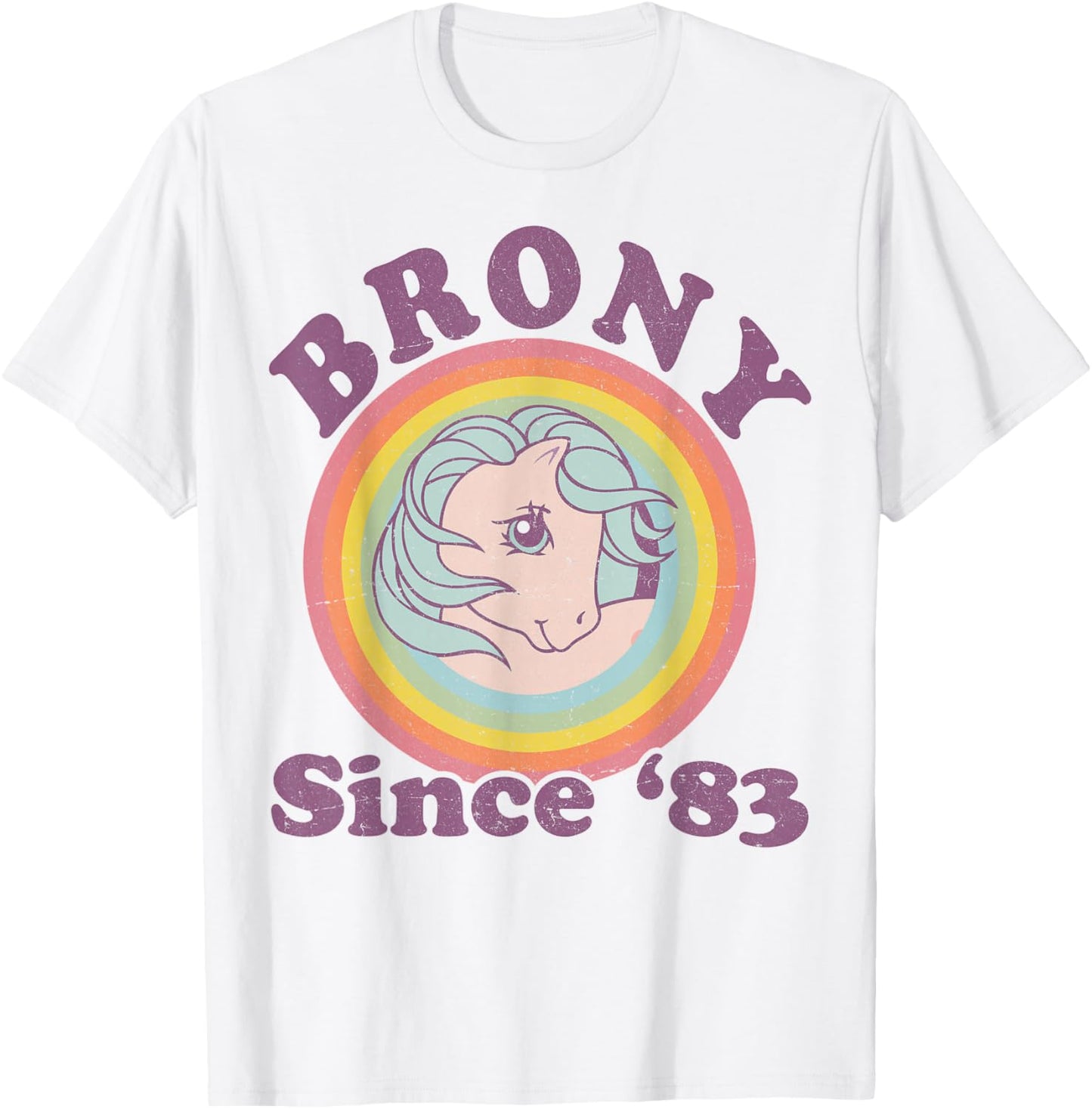 My Little Pony Brony Since '83 Retro Rainbow Circle T-Shirt - T-Shirt | White