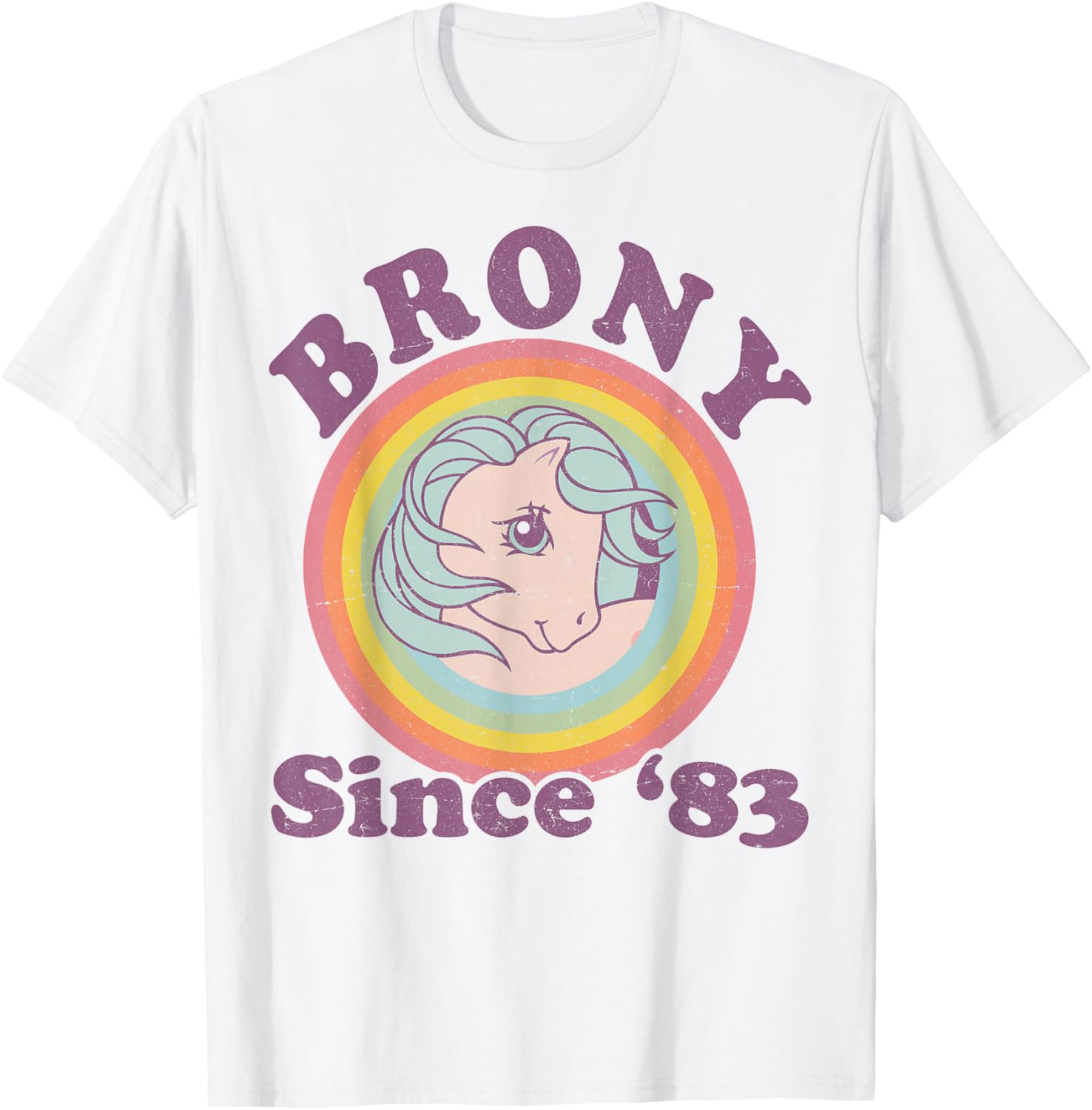 My Little Pony Brony Since '83 Retro Rainbow Circle T-Shirt - T-Shirt | White