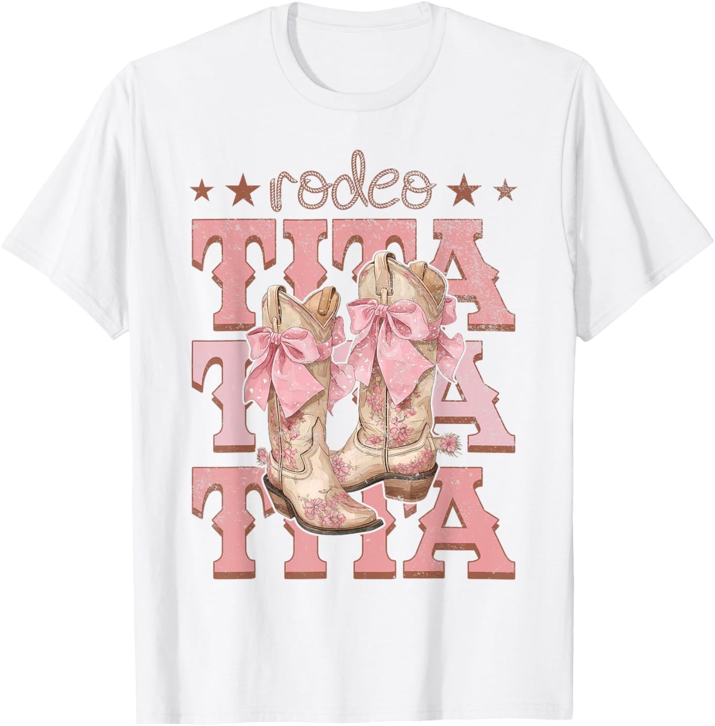 Rodeo Tita Pink Boots Coquette Cow-Girl Birthday Party T-Shirt - T-Shirt | White