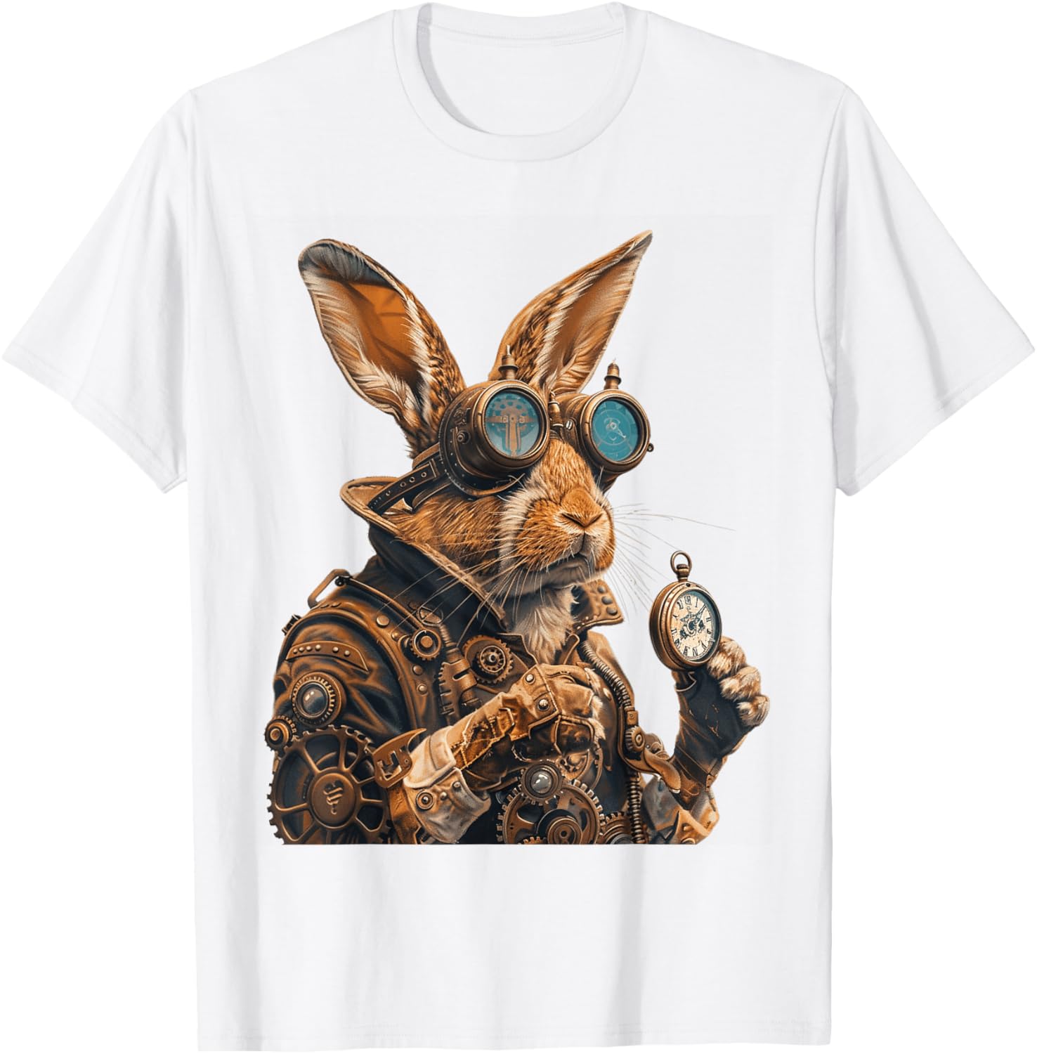 Steampunk Rabbit Fantasy Art Design T-Shirt - T-Shirt | White
