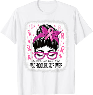 School Bus Driver In October We Wear Pink Cancer Awareness T-Shirt - T-Shirt | White
