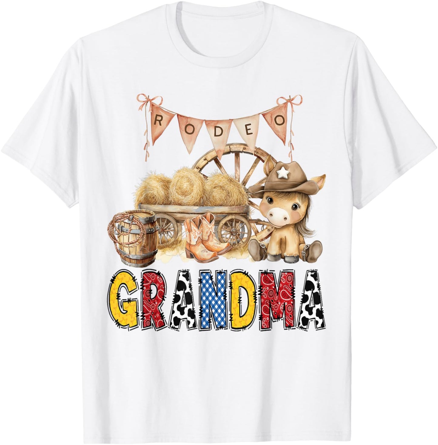 Rodeo Grandma Western Cowboy Birthday Matching Family T-Shirt - T-Shirt | White