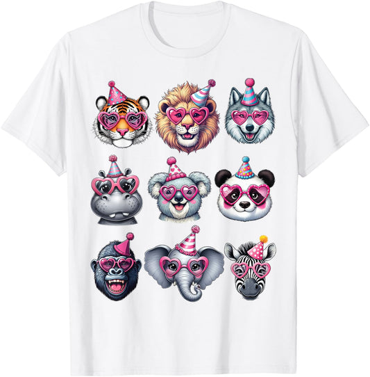 Zoo Animals Birthday Party Wildlife Lovers Boys Girls Kids T-Shirt - T-Shirt | White