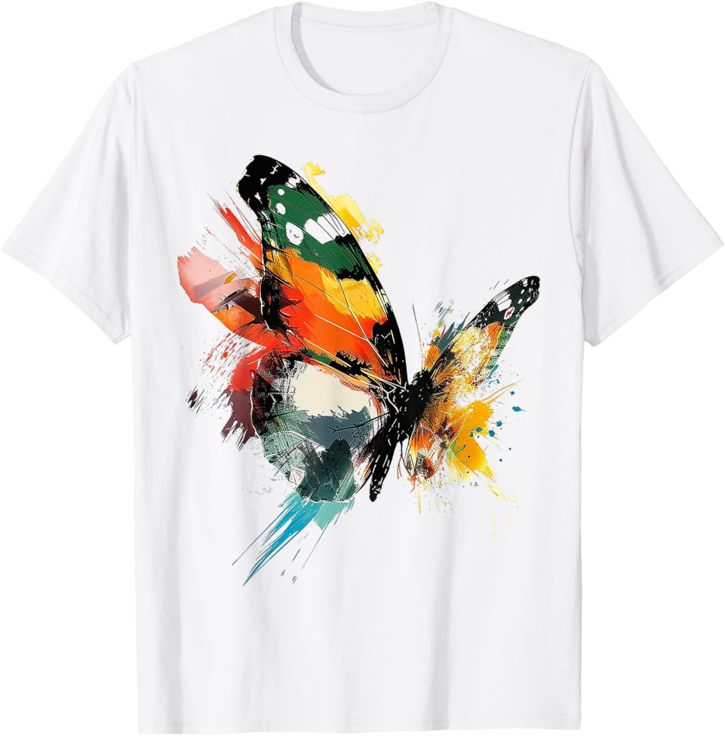 @n!mal Schmetterling Bunte Grafik Tier Abstrakte Kunst Schmetterling Multicolored Klein Klassisch Butterfly Graphic T-Shirt - T-Shirt | White
