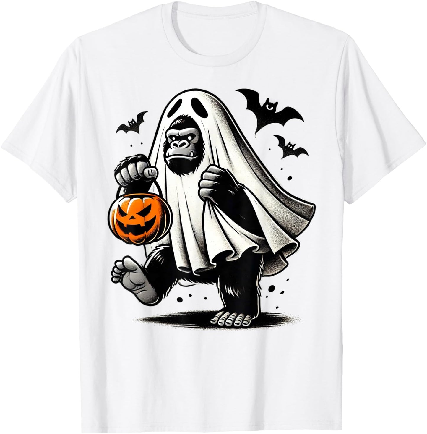 Funny Gorilla Halloween Ghost Costume Trick Or Treat Monkey T-Shirt - T-Shirt | White