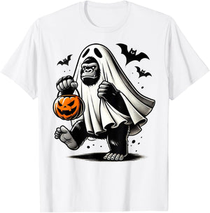 Funny Gorilla Halloween Ghost Costume Trick Or Treat Monkey T-Shirt - T-Shirt | White