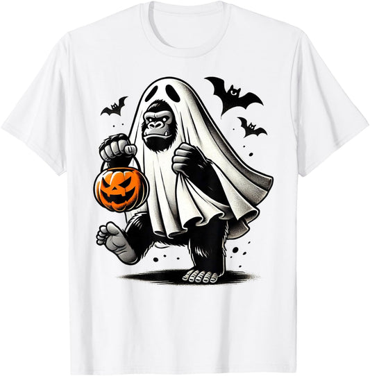 Funny Gorilla Halloween Ghost Costume Trick Or Treat Monkey T-Shirt - T-Shirt | White