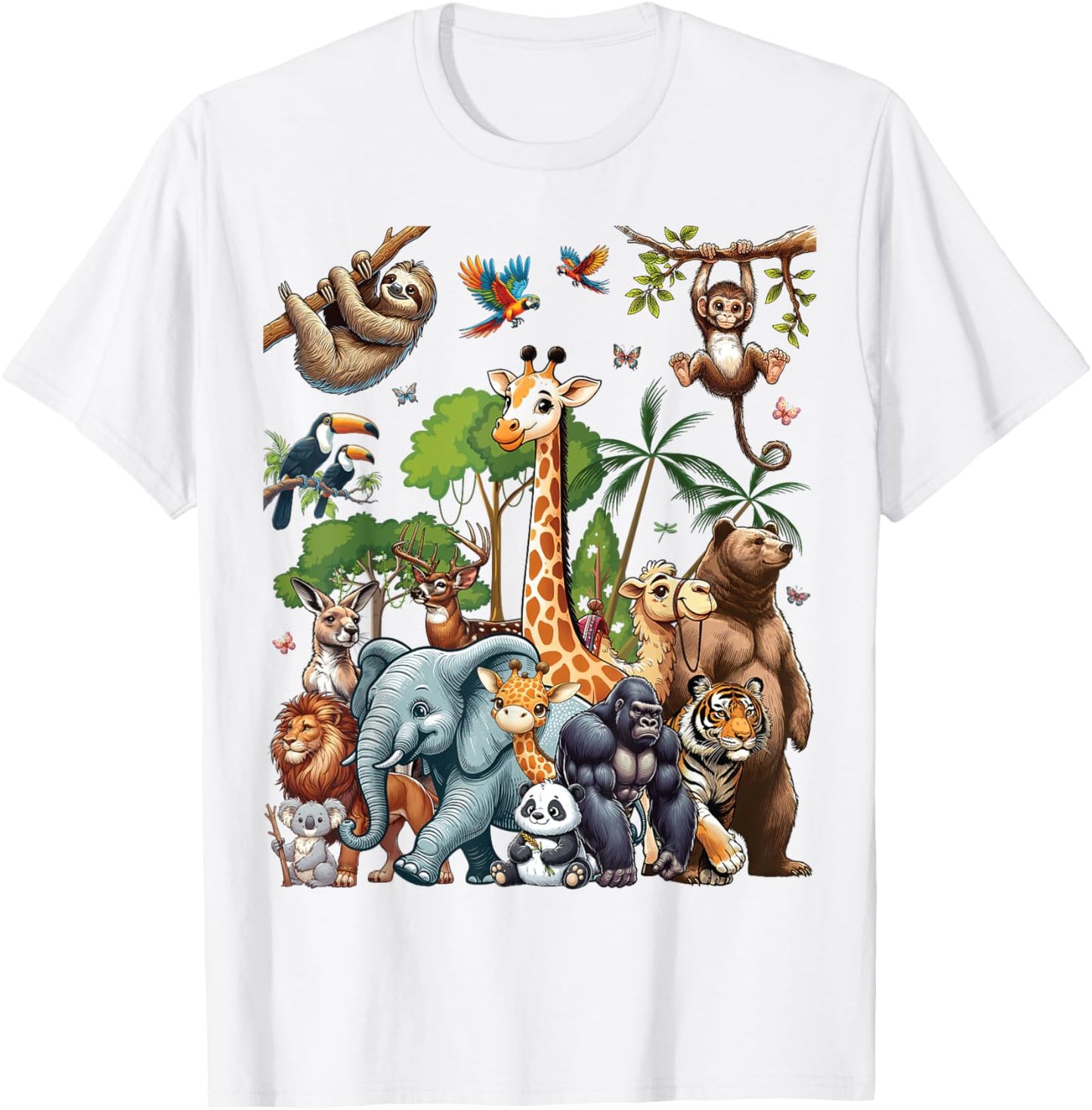 Zoo Animals Wildlife Safari Jungle Zoo Birthday Party T-Shirt - T-Shirt | White
