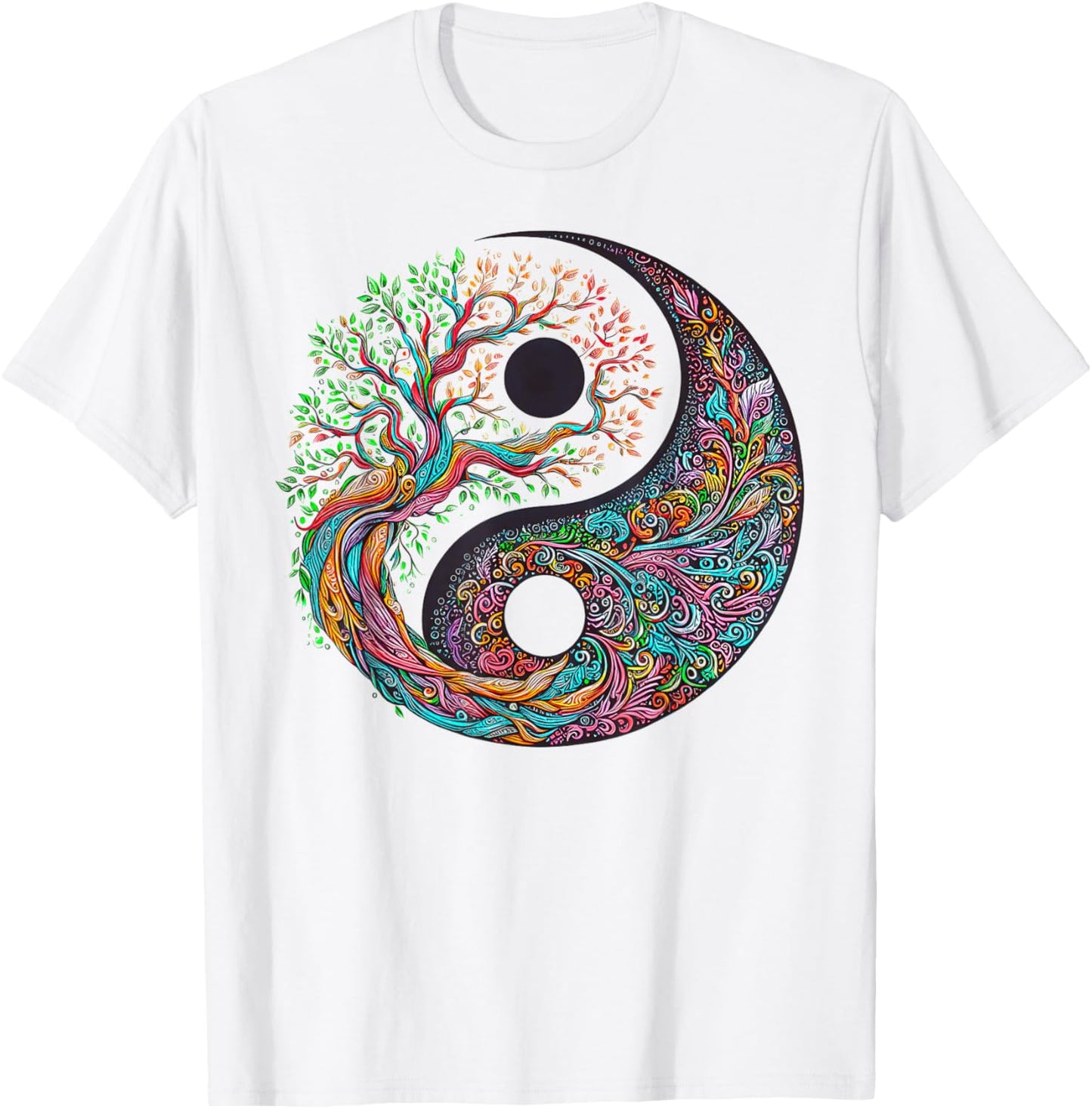 Yin Yang Tree of Life Taoist Symbol Yoga Meditation Buddhist T-Shirt - T-Shirt | White
