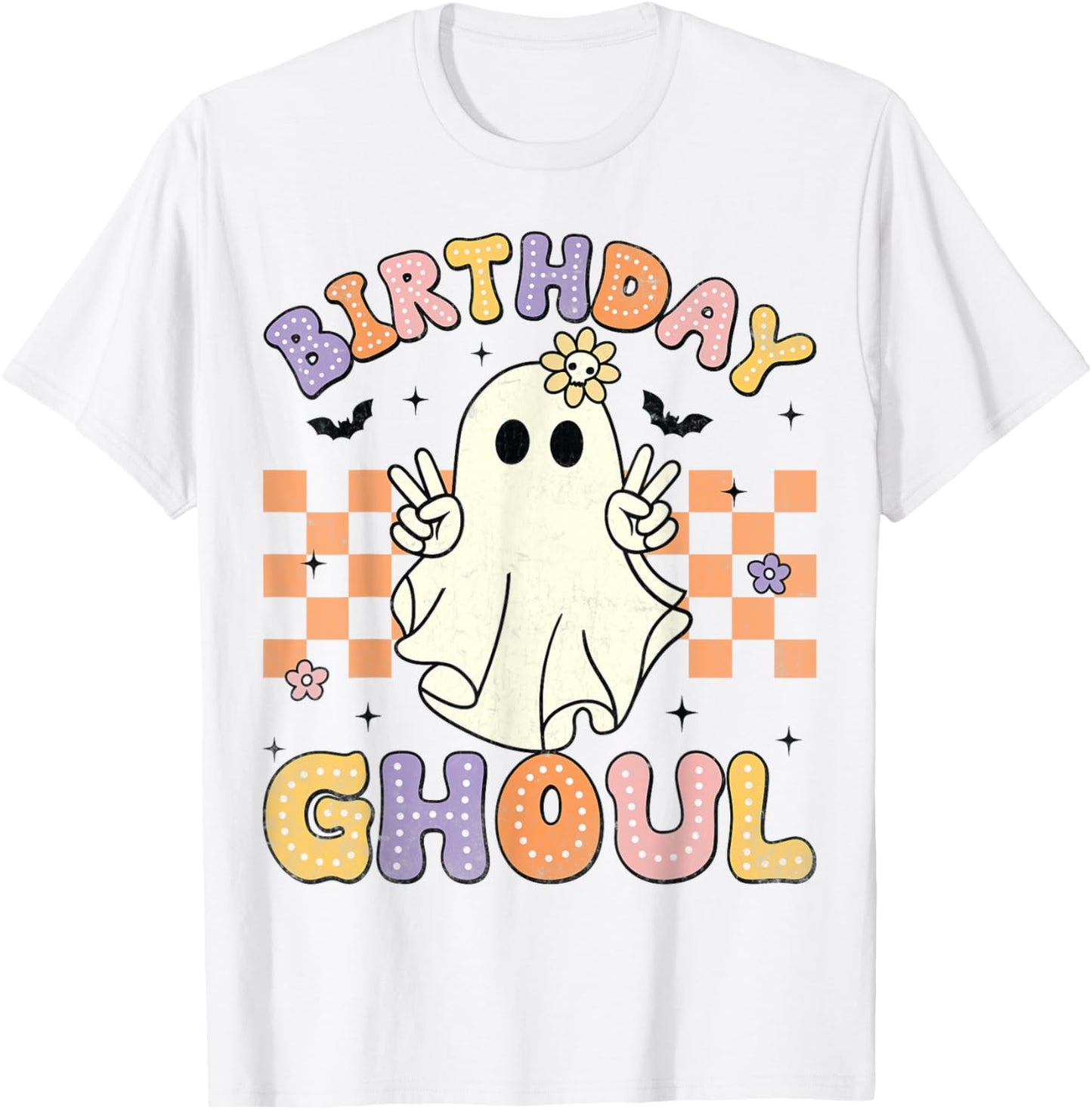 Birthday Ghoul Ghost Groovy Funny Halloween Birthday Party T-Shirt - T-Shirt | White