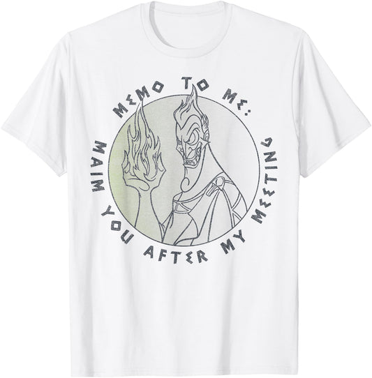 Disney Hercules Hades Memo to Me Maim You After My Meeting T-Shirt - T-Shirt | White