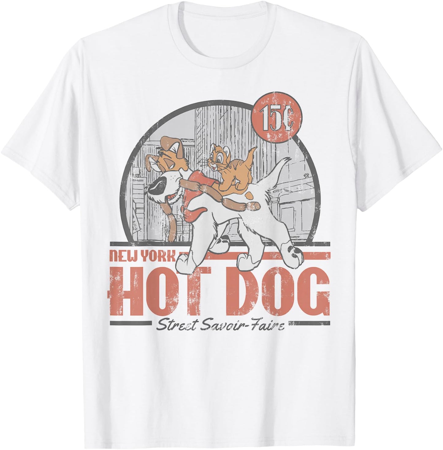 Disney Oliver & Company New York Hot Dog Poster Small T-Shirt - T-Shirt | White