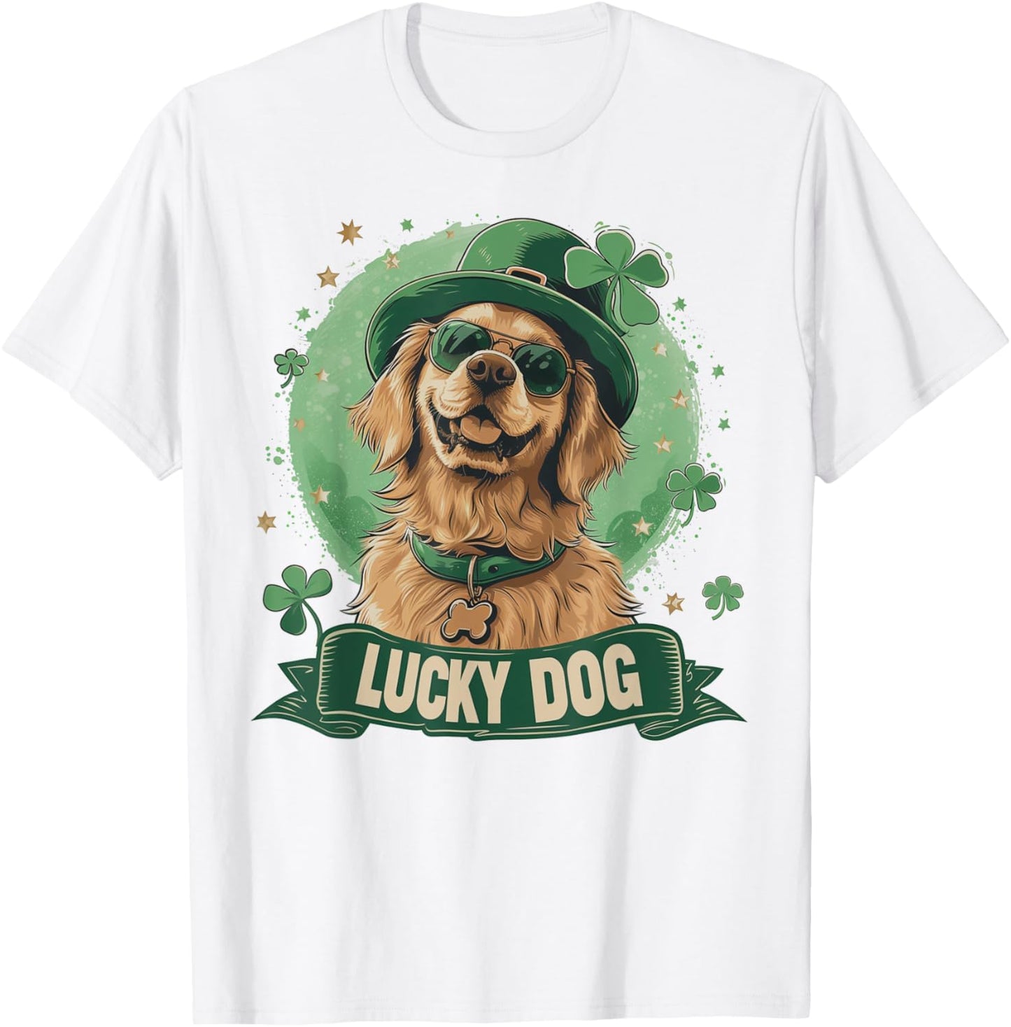 Golden Retriever Dog - St. Patrick's Day Saint Paddy's Irish Women Kids T-Shirt - T-Shirt | White