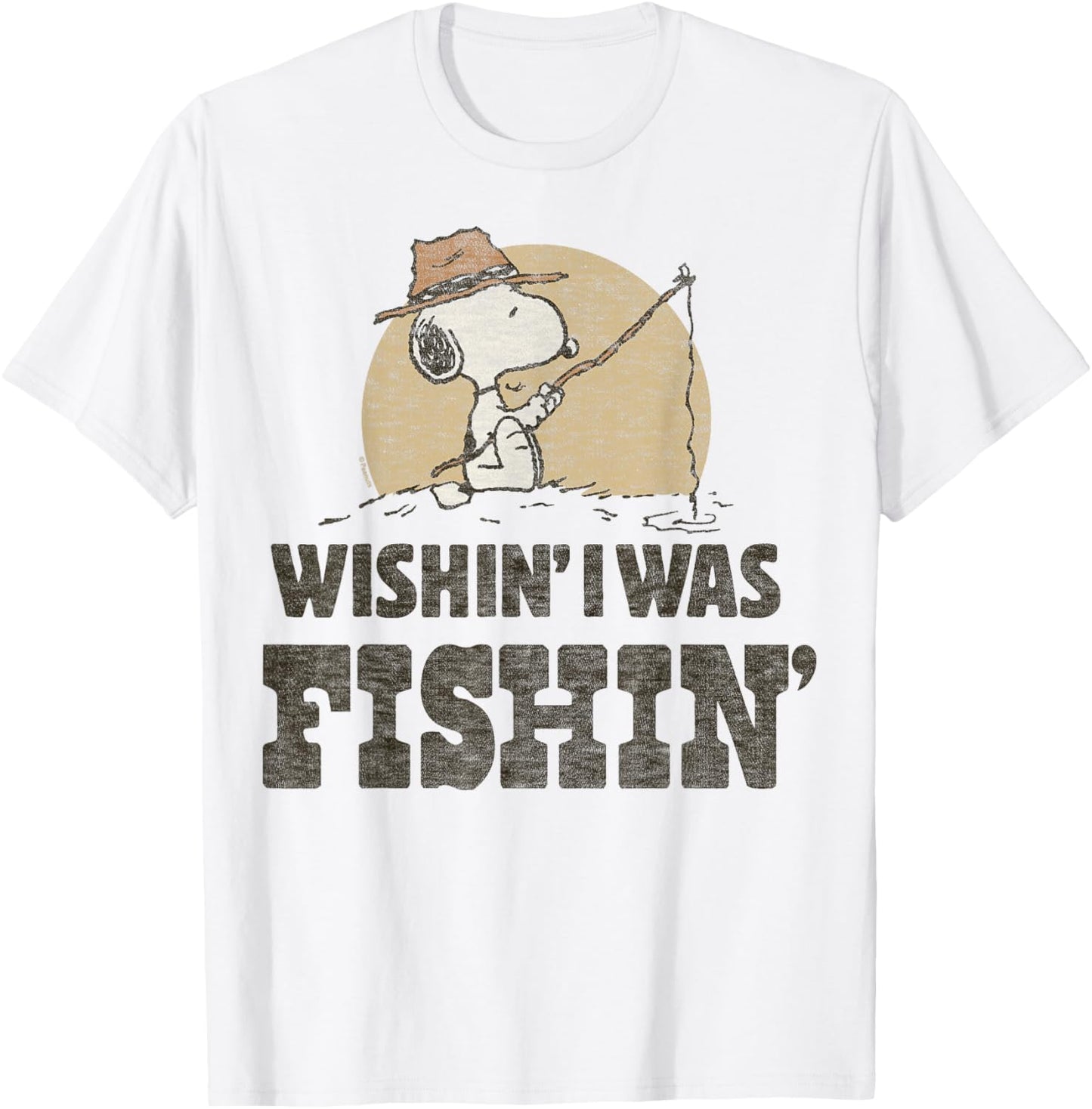 Peanuts Snoopy Wishin' I Was Fishin' T-Shirt - T-Shirt | White