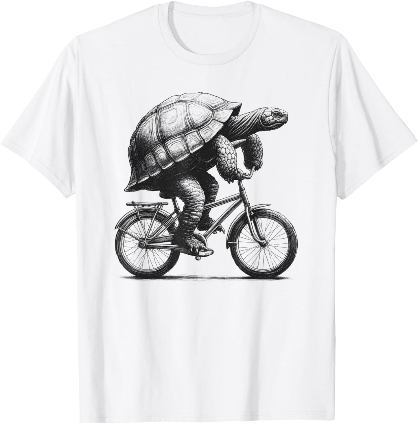 Turtle Riding Bike Biker Cycling Bicycle Vintage Retro T-Shirt - T-Shirt | White