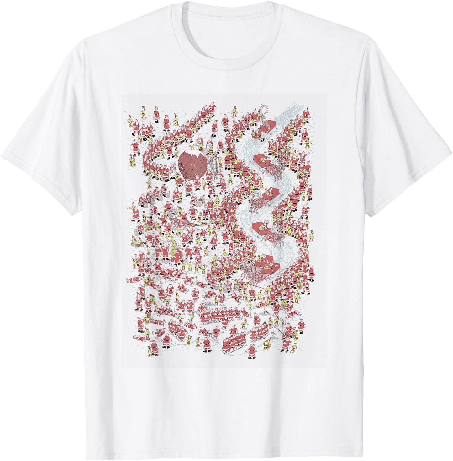 Where's Waldo North Pole Christmas Bottom Book Page T-Shirt - T-Shirt | White
