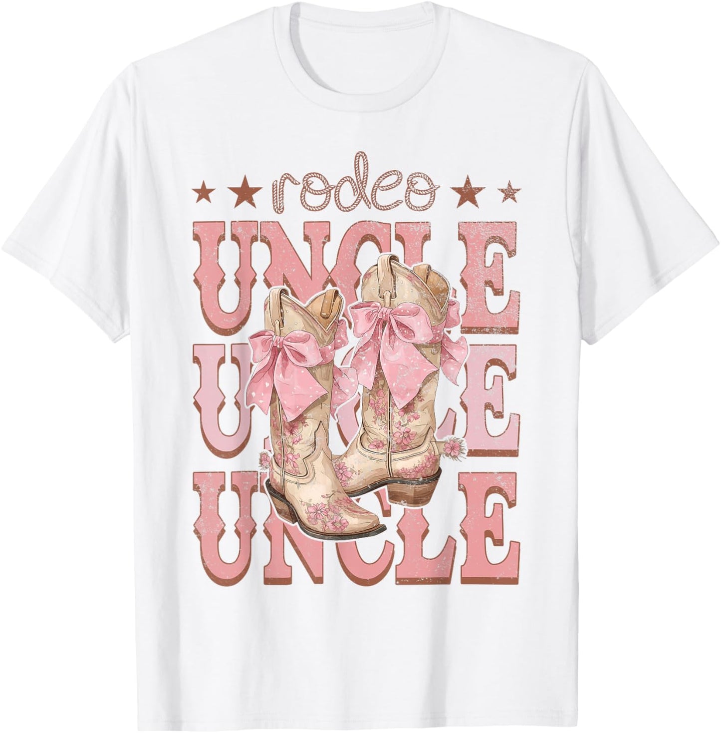 Rodeo Uncle Pink Boots Coquette Cow-Girl Birthday Party T-Shirt - T-Shirt | White