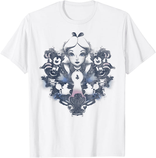 Disney Alice in Wonderland Alice Mirrored Watercolor Small T-Shirt - T-Shirt | White