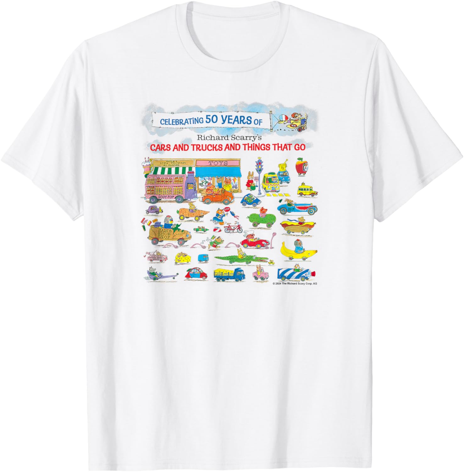 Richard Scarry 50 Year Banner T-Shirt - T-Shirt | White