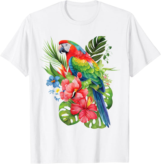 Tropical Parrot Exotic Jungle Bird Colorful Shirt T-Shirt - T-Shirt | White