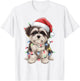 Morkie Santa Christmas Lights Xmas Dog Lover Xmas Pajama T-Shirt - T-Shirt | White