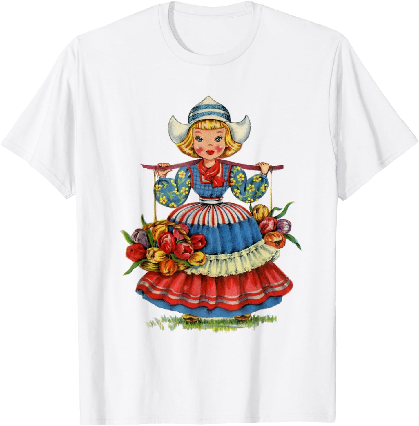 Vintage Traditional National Dutch Costume Doll T-Shirt - T-Shirt | White