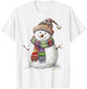 Snowman Christmas Graphic X-Mas Illustration Family Snowman T-Shirt - T-Shirt | White