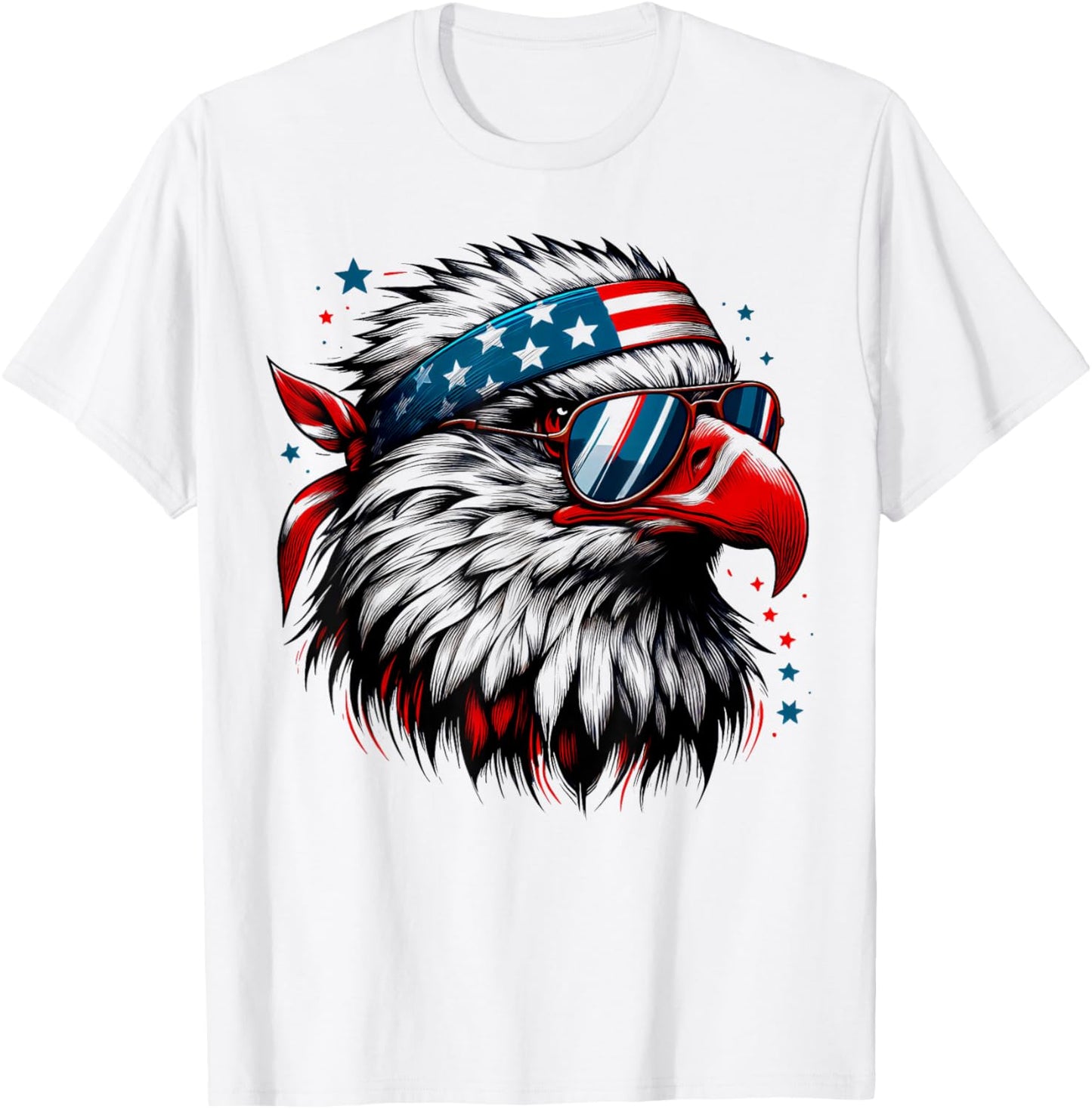 Bald Eagle Patriotic American Sunglasses Flag 4th Of July T-Shirt - T-Shirt | White