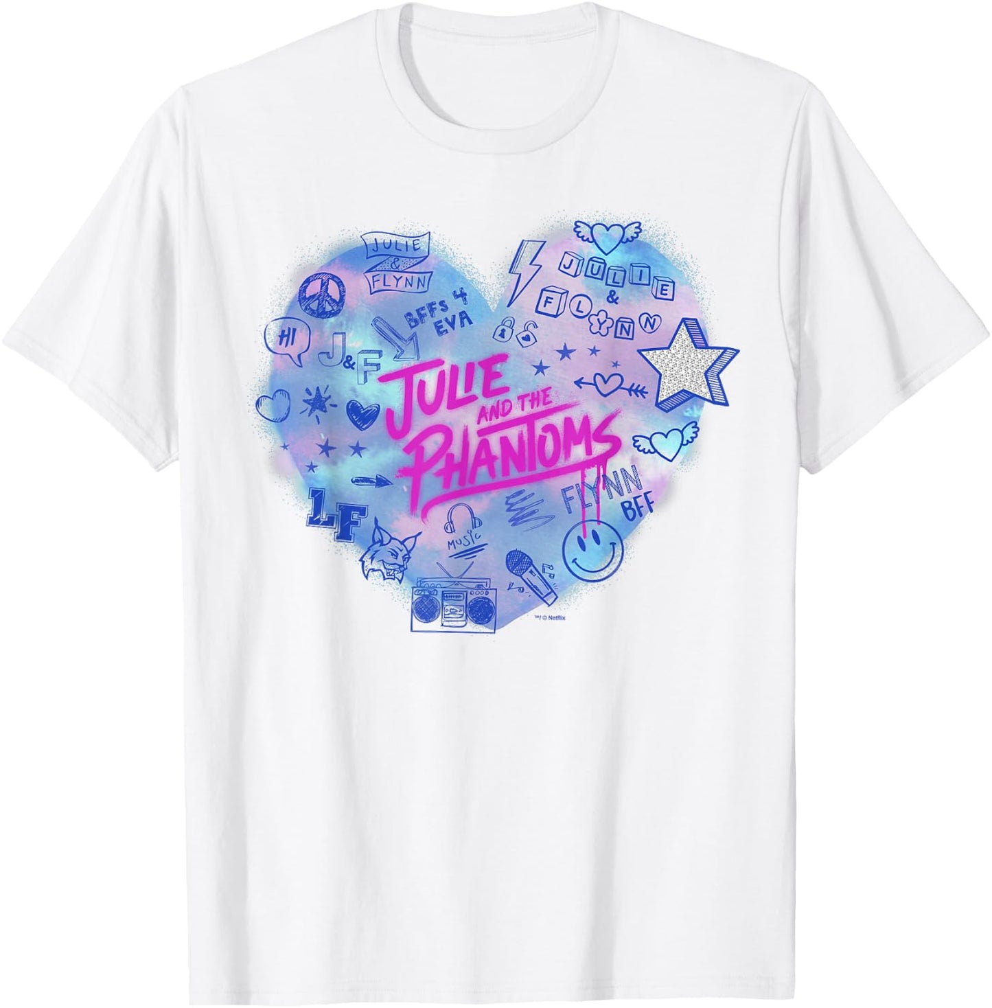 Julie and The Phantoms Airbrush Heart Logo T-Shirt - T-Shirt | White