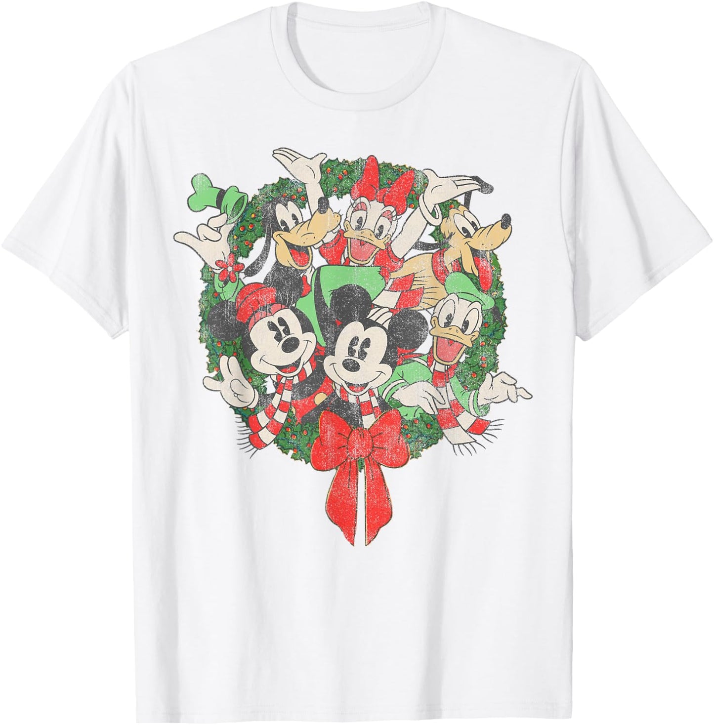Disney Group Shot Christmas Wreath T-Shirt - T-Shirt | White