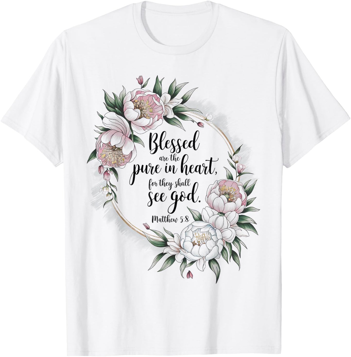 Blessed Are The Pure In Christian Faith Bible Verse Psalm T-Shirt - T-Shirt | White