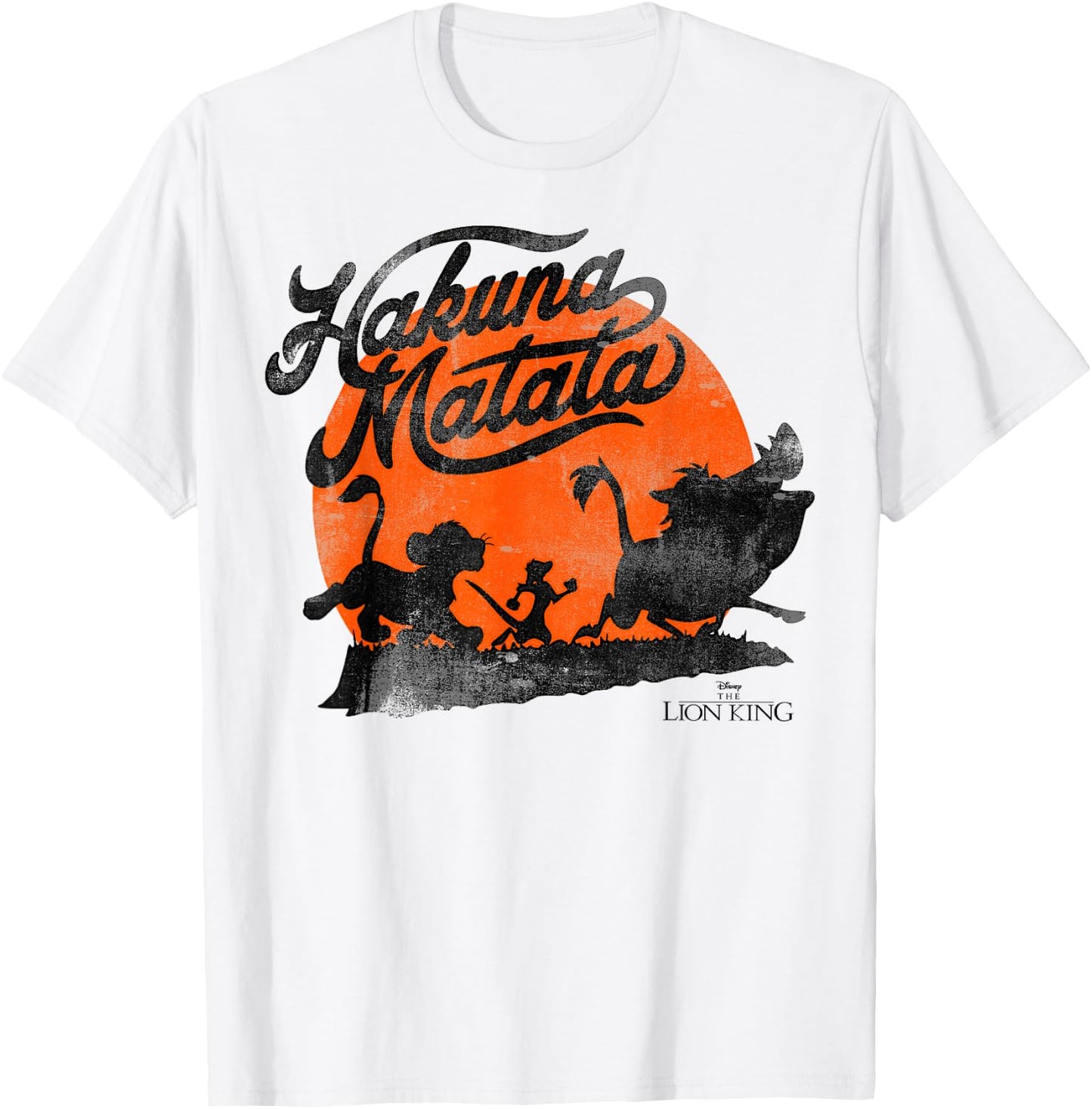 Disney Lion King Hakuna Matata Trio Orange Sunset Silhouette T-Shirt - T-Shirt | White