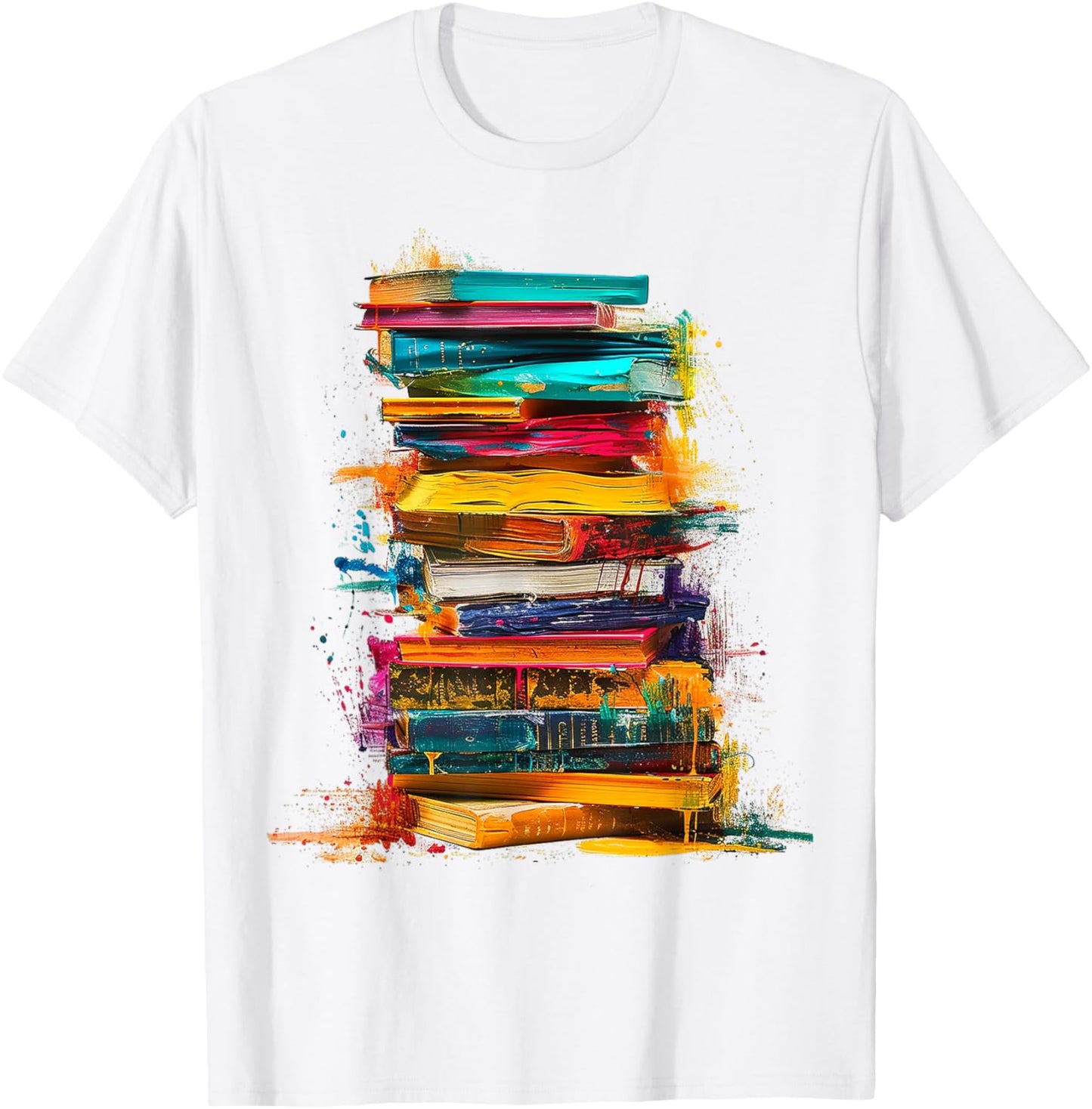 Books Painting Colorful Art Abstract Graphic Books T-Shirt - T-Shirt | White